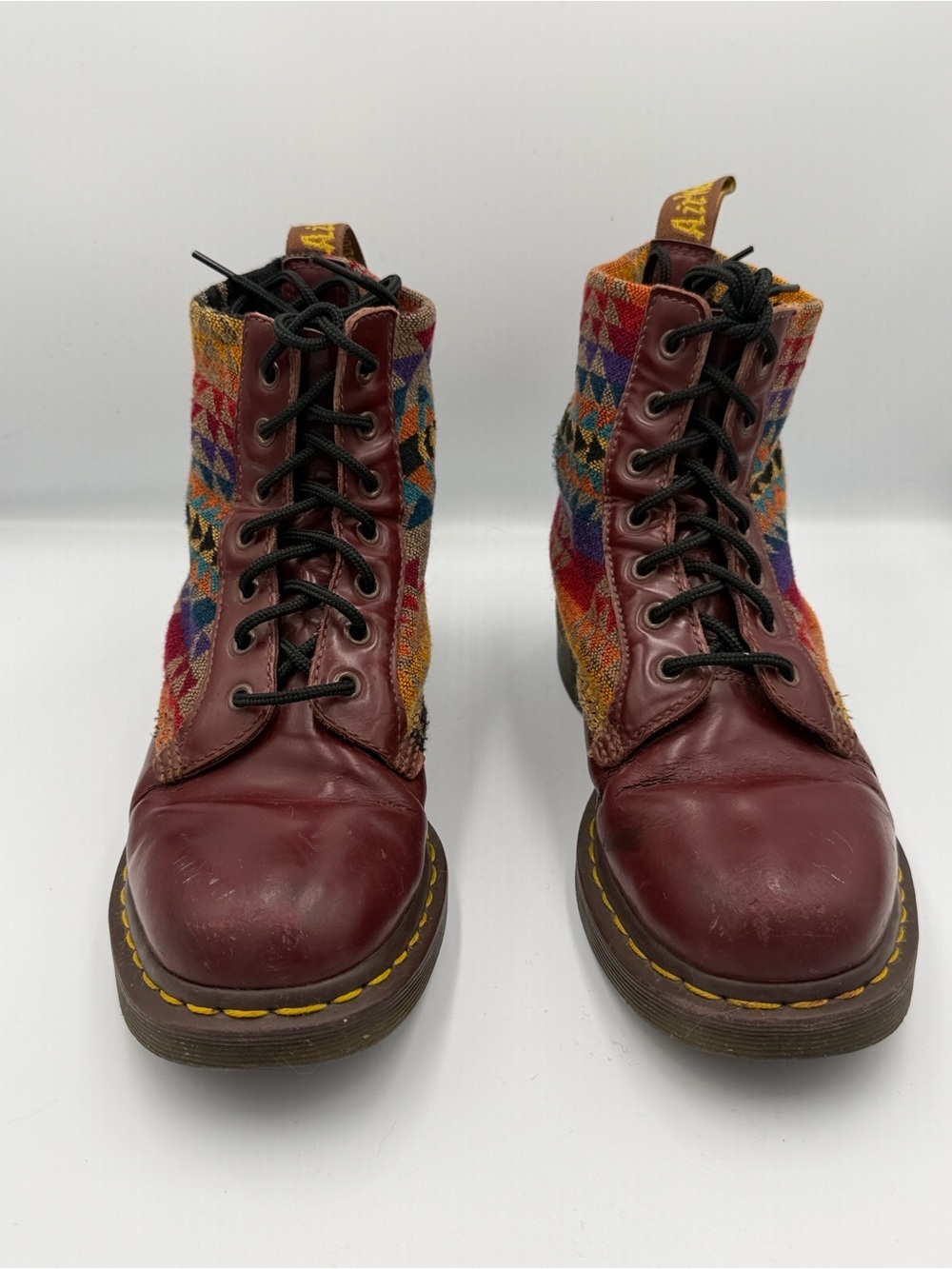Dr Martens Pendleton Rare Collab Burgundy Southwestern Knit Boho Combat Boot 40 - Picture 2 of 8